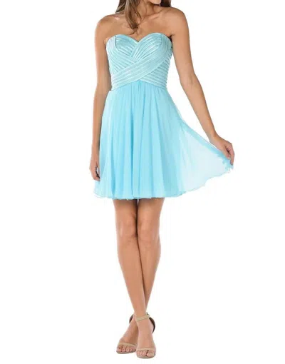 Poly Usa Sequined Top Short Strapless Dress In Aqua In Blue
