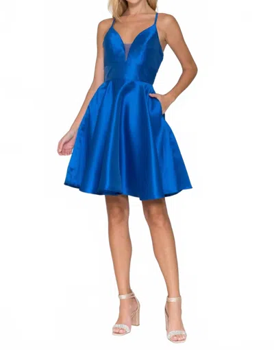 Poly Usa Short Mikado Pocket Dress In Royal In Blue