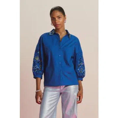 Pom Amsterdam Embroidery Blouse In Blue
