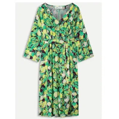 Pom Amsterdam | Lemon Tree Crinkle Dress | Multi In Green