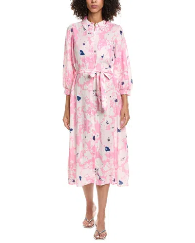 Pom Amsterdam Linen-blend Midi Shirtdress In Multi