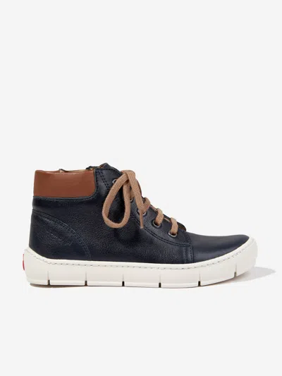POM D'API POM D'API BOYS LEATHER HIGH TOP TRAINERS