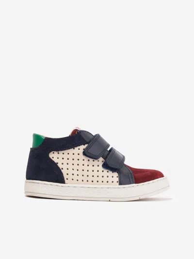 Pom D'api Kids' Boys Leather Mousse Easy Trainers In Blue
