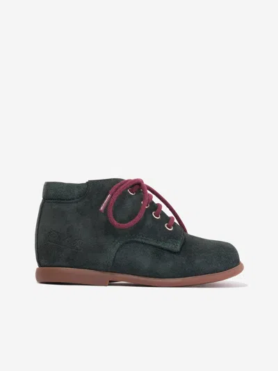Pom D'api Babies' Lace-up Suede Ankle Boots In Green