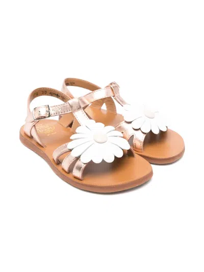 Pom D'api Kids' Floral-appliqué Sandals