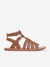 Pom D'api Girls Leather Plagette Stud Sandals In Brown