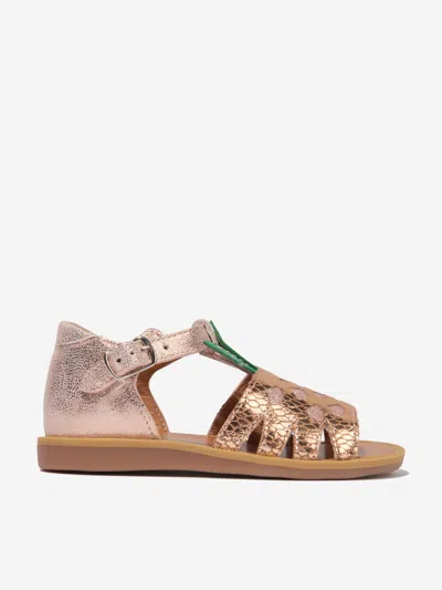 Pom D'api Kids' Girls Leather Poppy Pineapple Sandals In Ivory