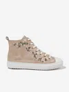 Pom D'api Floral-embroidery Leather Sneakers In Gold