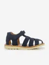 Pom D'api Kids Leather Waff Papy Sandals In Blue