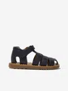 Pom D'api Kids Leather Waff Papy Sandals In Blue