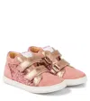 Pom D'api Mousse Easy Top Glitter And Suede Sneakers In Gold