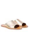 Pom D'api Plage Curv Metallic Leather Sandals In Laminato Ivory