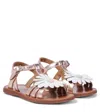 Pom D'api Plagette Big Flo Metallic Leather Sandals In Metallic