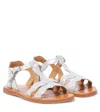 Pom D'api Sandalen Plagette Frizz Aus Leder Mit Glitter In Silber