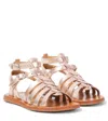 Pom D'api Plagette Gladiator Metallic Leather Sandals In Metallic