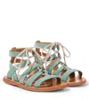 Pom D'api Plagette Guily Suede Sandals In Green