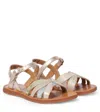 Pom D'api Plagette Oto Metallic Leather Sandals In Gold