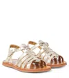 Pom D'api Plagette Strap Metallic Leather Sandals In Metallic