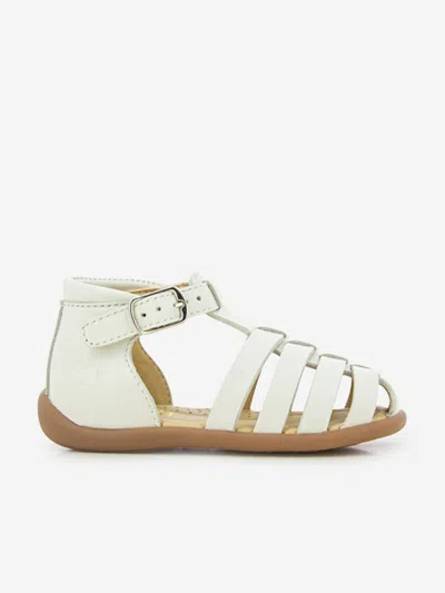 Pom D'api Kids'  Baby Girls Leather Stand-up Strap Sandals In White