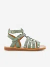 Pom D'api Girls Leather Plagette Stud Sandals In Grey