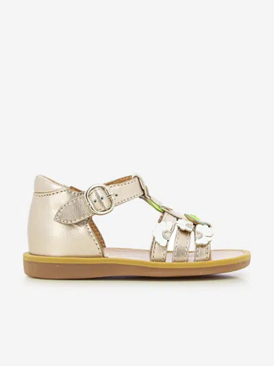 Pom D'api Kids'  Girls Leather Poppy Multi Daisy Sandals In Gold