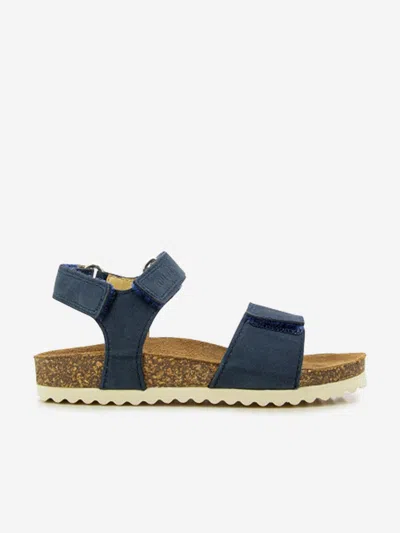 Pom D'api Kids Leather Groot Bi-easy Sandals In Blue
