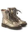Pom D'api Sid Metallic Leather Combat Boots In Gold