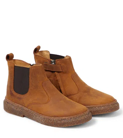 Pom D'api Kids' Suede Ankle Boots In Brown