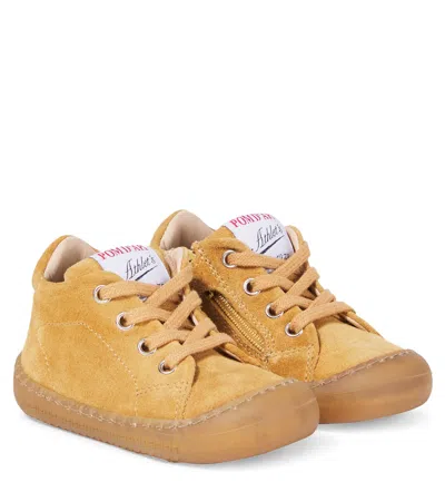 Pom D'api Baby Suede Booties In Yellow