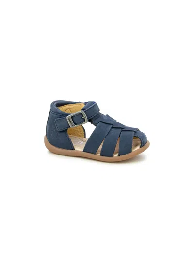 Pom D'api Babies' Caged Leather Sandals In Blue