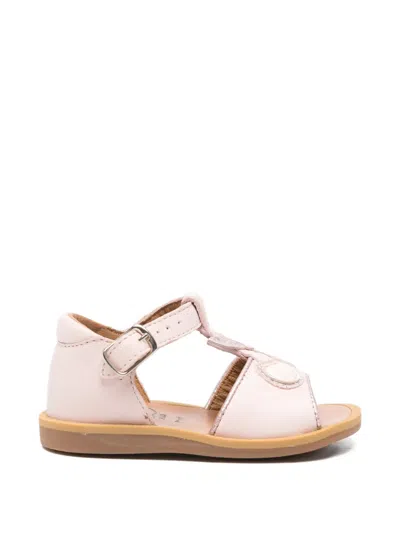 Pom D'api Babies' Cherry-appliqué Leather Sandals In Pink