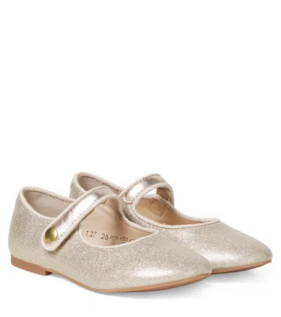 Pom D'api Kids' Daisy Baby Leather Mary Jane Flats In Metallic
