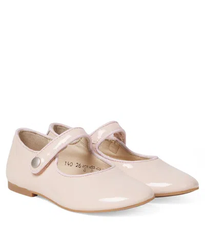Pom D'api Kids' Daisy Patent Leather Mary Jane Flats In Neutral