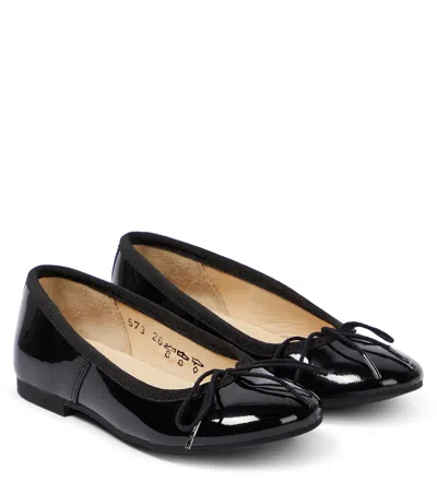 Pom D'api Kids' Dory Bal Patent Leather Ballet Flats In Black