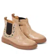 Pom D'api Embroidered Suede Chelsea Boots In Pink