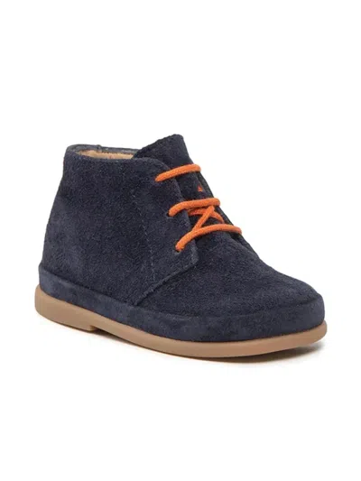 Pom D'api Kids' Lace-up Leather Boots In Blue