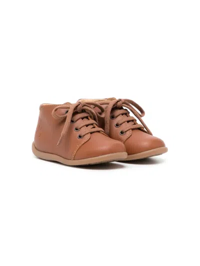 Pom D'api Kids' Lace-up Leather Boots In Brown