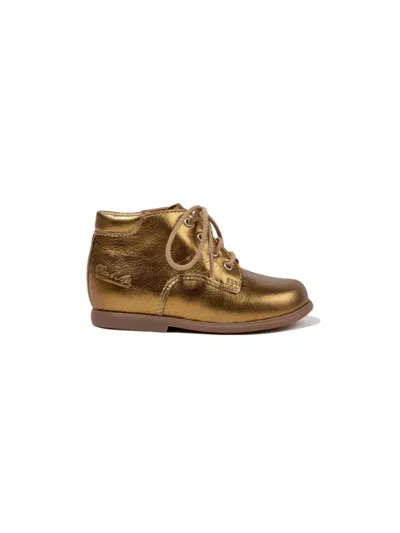 Pom D'api Babies' Nioupi Leather Ankle Boots In Gold