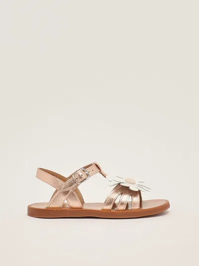 Pom D'api Kids' Plagette Big Flo Sandal In Gold