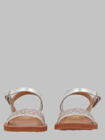 Pom D'api Plagette Buckle Mini Sandals In 100% Leather In Silver