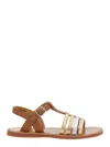 Pom D'api Plagette New Salome Brown Open Toe Sandals With Band Details In Leather Girl In Brown