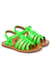 Pom D'api Plagette Strap Leather Sandals In Visual Fluo Vert