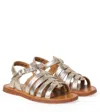 Pom D'api Plagette Strap Metallic Leather Sandals In Silver