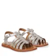 Pom D'api Plagette Strap Metallic Leather Sandals In Silver