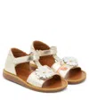 Pom D'api Poppy Daisy Metallic Leather Sandals In Gold