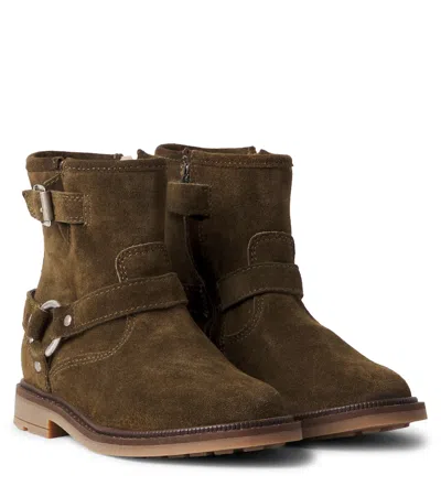 Pom D'api Sister Austin Suede Ankle Boots In Green