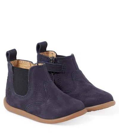 Pom D'api Babies' Stand-up Jod Suede Chelsea Boots In Blue