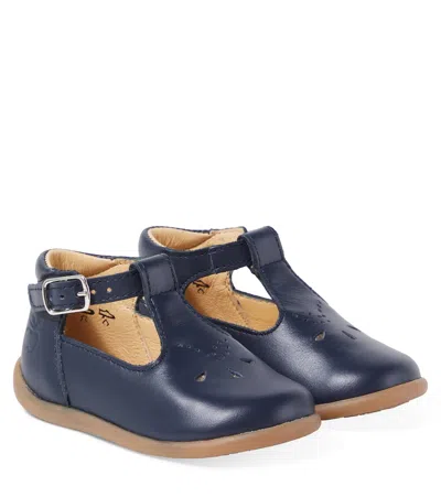 Pom D'api Babies' Stand-up Salome Leather Booties In Blue