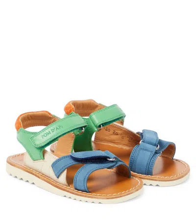 Pom D'api Kids' Waff Jimmy Leather Sandals In Multi