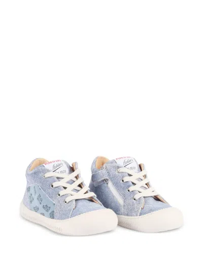 Pom D'api Babies' Yaka Star 图案印花运动鞋 In Blue